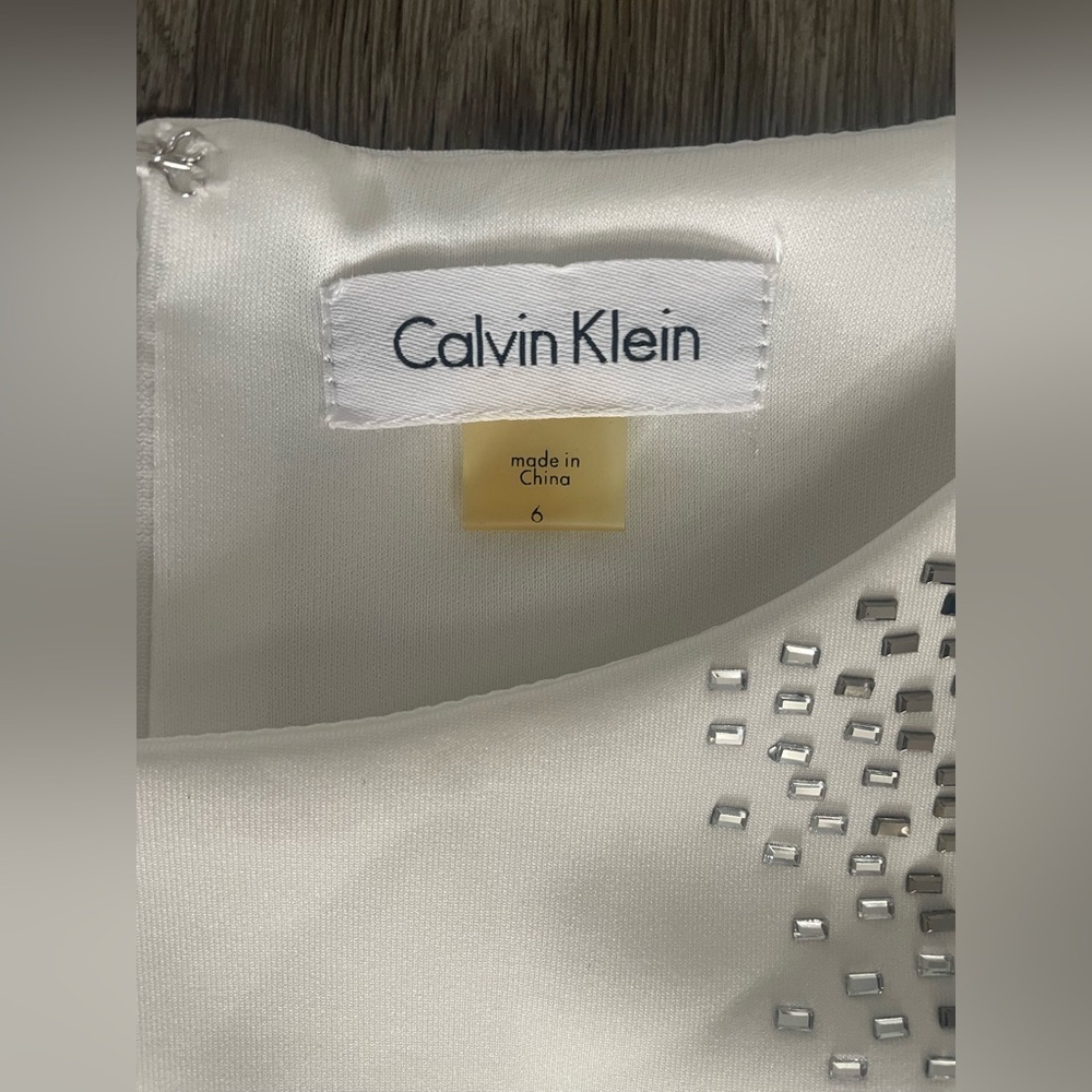 Calvin Klein White Dress with Silver Accents - Picture 7 of 9